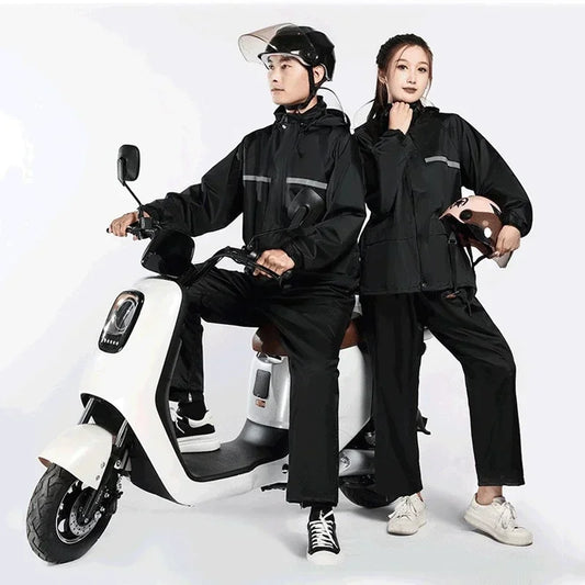 Reflective Split Rain Suit - Full Body Storm Protection for E-Bike/Motorcycle Delivery Riding