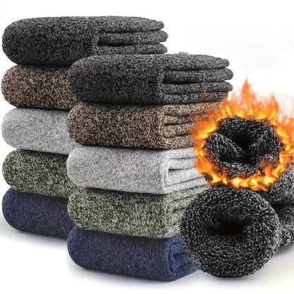 5 Pairs Thicken Warm Socks Men Autumn Winter Harajuku Socks Towel Keep Warm Winter Crew Socks Christmas Gift Socks For Man