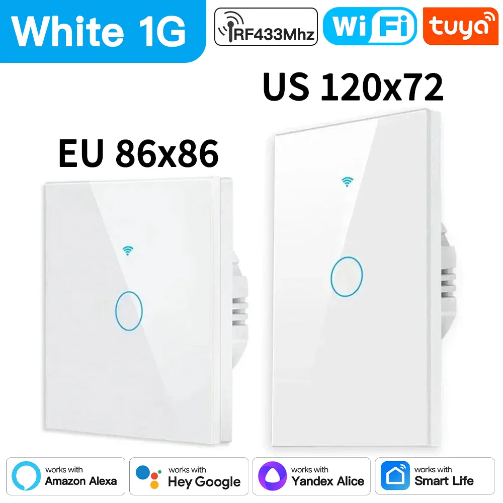 TNCE Tuya Switch WIFI RF US/EU, 1/2/3/4 Gang No/With Neutral Wire Wall LED Light Controller, Smart life, Voice Alexa Google Home