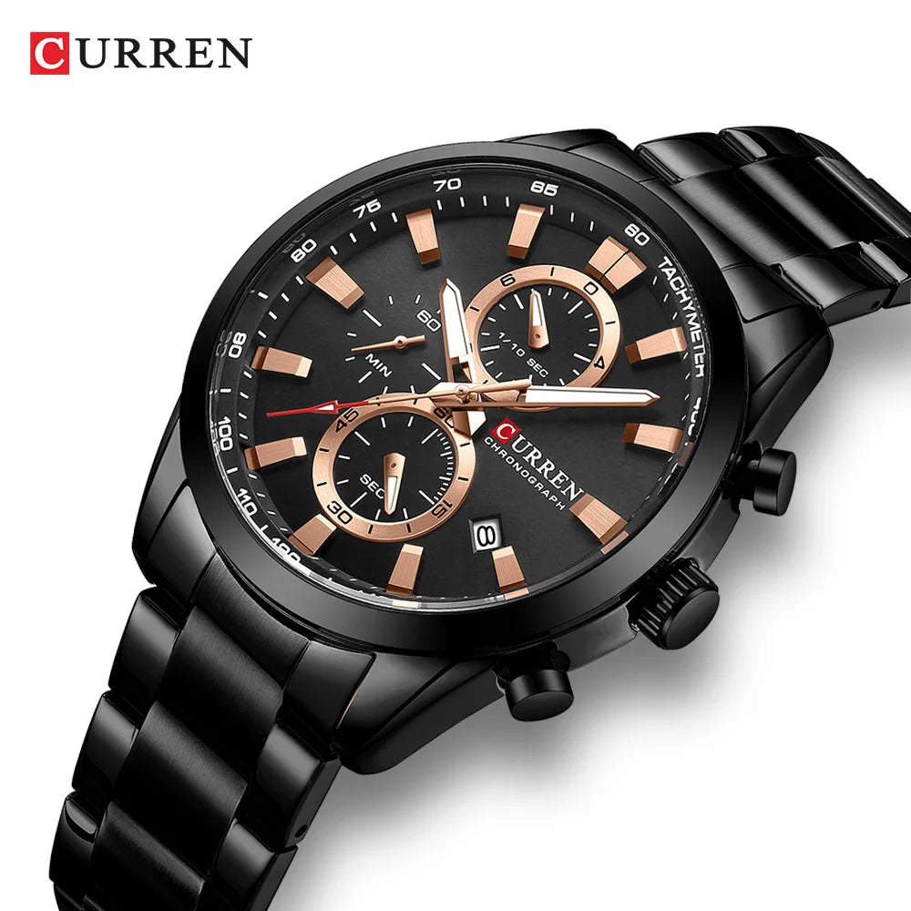 CURREN 8445 Men's Multifunctional Waterproof Wristwatch Calendar Business Men's Watch with Six Hands