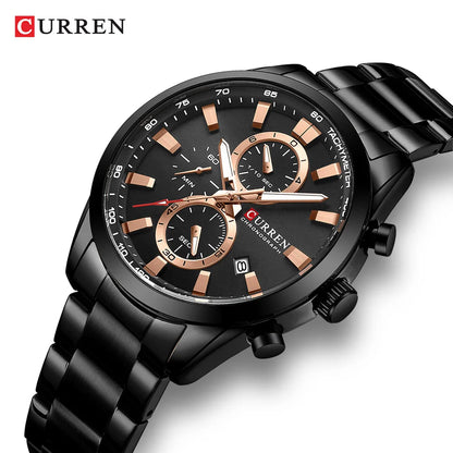 CURREN 8445 Men's Multifunctional Waterproof Wristwatch Calendar Business Men's Watch with Six Hands
