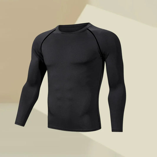 Men's quick drying long sleeved sports top, comfortable tight fitting clothes for sports yoga, football training, basketball