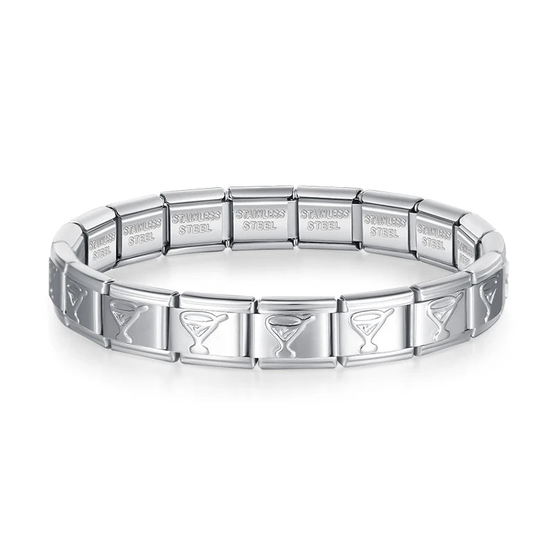 Hapiship 2024 New Women's Jewelry DIY 9mm Width Itanlian Elastic Charm Bracelet Fashion Stainless Steel Fashion Bangle ST-Bao