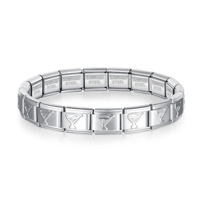 Hapiship 2024 New Women's Jewelry DIY 9mm Width Itanlian Elastic Charm Bracelet Fashion Stainless Steel Fashion Bangle ST-Bao