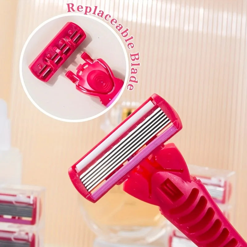 Razor for women 6-Layer blade leg hair underarm shaving knife 6-layer blades razor cross-border spot manual razor Leg shaver