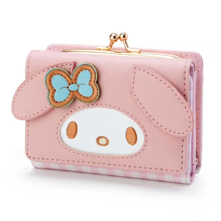 Sanrio Hello Kitty Tasche Kawaii Cinnamoroll My Melody Kuromi Lässige Mode PU Leder Brieftasche Niedliche Klappkarte Tasche Geburtstagsgeschenke 