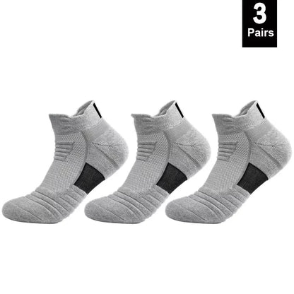 6/3/1 Pairs New Men Sports Running Fitness Flight Short Tube Socks Women's Towel Bottom Basketball Socks Solid Color Black Socks