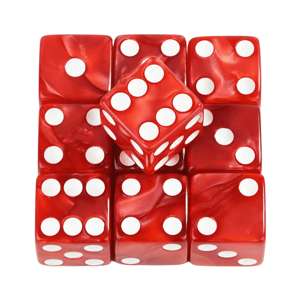 Marble D6 Game Dice 10PCs Square Corner 16MM Math Entertainment Acrylic Gambling Tool Dice