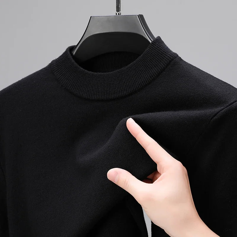 Half Turtleneck Knitwear Sweater New Autumn/Winter Mock Neck Sweatshirts Solid Color Pullovers Man Brand Casual Mens Clothing