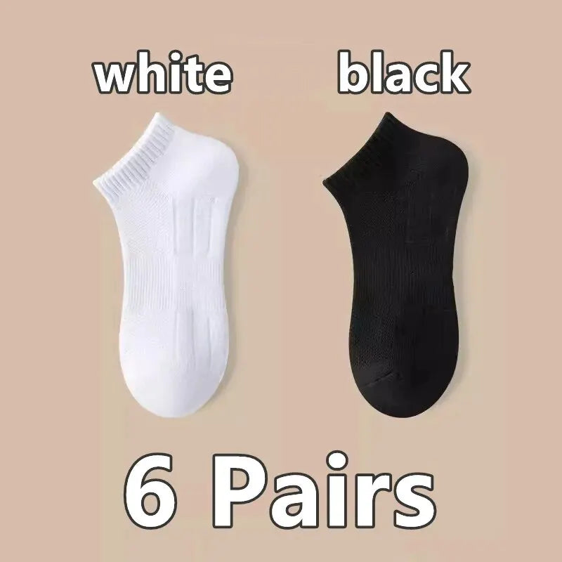 6 Pairs Moisture Wicking Sports Socks with Cushioned Bottoms Perfect for Running and Professional Sports
