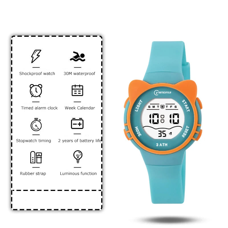 UTHAI C16 Girls And Boys Cute Meow Star Watches Kids Children's Junior High School Waterproof Alarm Clock Electronic Watch