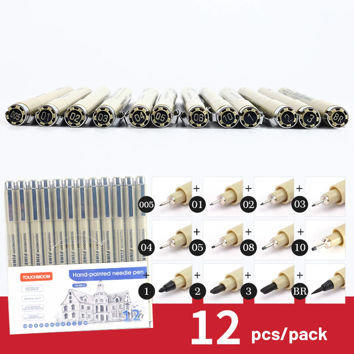 6-12Pcs/Set Hook Needle Pen Hand-painted Fineliner Sketch Pen Student Study Office Supplies Special Stationery Art Supplies