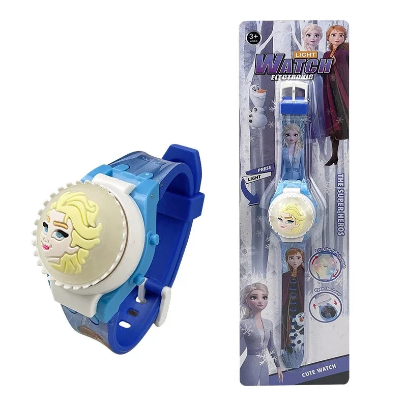 New Spiderman Kids Watches For Boys Cartoon Hello Kitty Stitch Children Rotate Watch with Flash Light Sanrio Girls Toys Clock