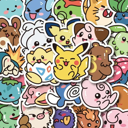 50PCS Kawaii Anime Pokemon Stickers Pikachu Decals DIY for Laptop Luggage Skateboard Phone Cartoon Kid Toy Gift Stickers