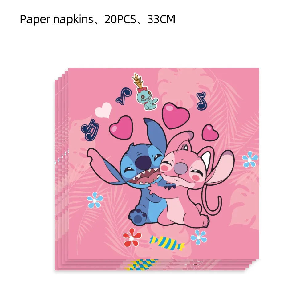 Lilo and Stitch Birthday Party Decoration Girl Boy Disposable Tableware Tablecloth Candy Bag Plate Paper Cup Supplies Kit