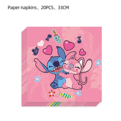 Lilo and Stitch Birthday Party Decoration Girl Boy Disposable Tableware Tablecloth Candy Bag Plate Paper Cup Supplies Kit