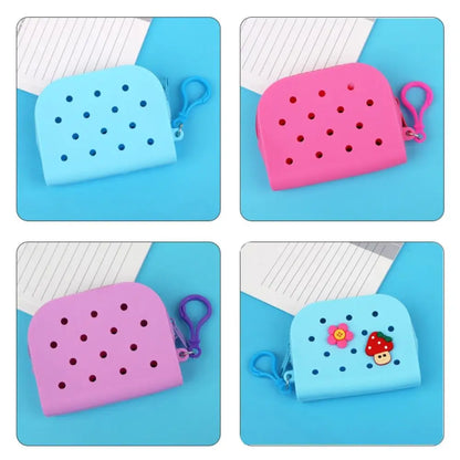 Soft Silicone Mini Holes Wallet Zipper Coin Purses Card Holder Money Bag Women Girls Zipper Change Pouch Storage Bag Organizer