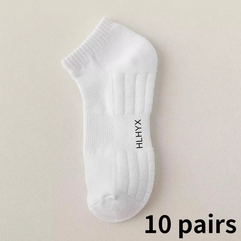 10pairs Socks Men's Cotton Deodorant Winter Towel Bottom with Velvet Mid-tube White Stockings Thickened Sports Basketball Socks