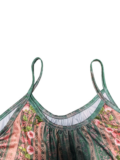 Women's Floral Print Sleeveless Romper Jumpsuit Vacation Style