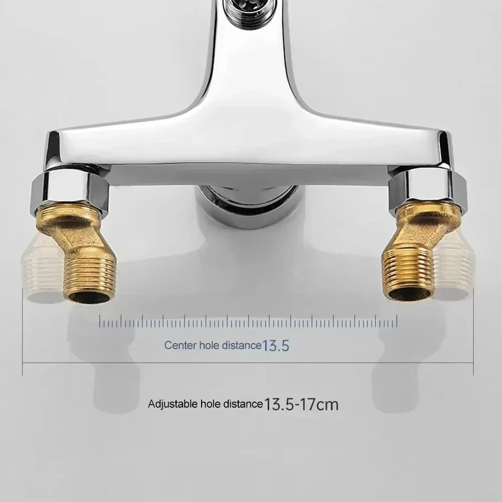Zinc Alloy Basin Faucets Chrome Wall Mounted Hot Cold Water Dual Spout Mixer Tap For Bathroom Splitter Bath Shower Basin