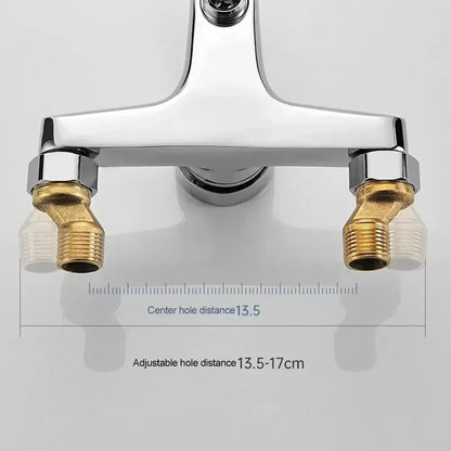 Zinc Alloy Basin Faucets Chrome Wall Mounted Hot Cold Water Dual Spout Mixer Tap For Bathroom Splitter Bath Shower Basin