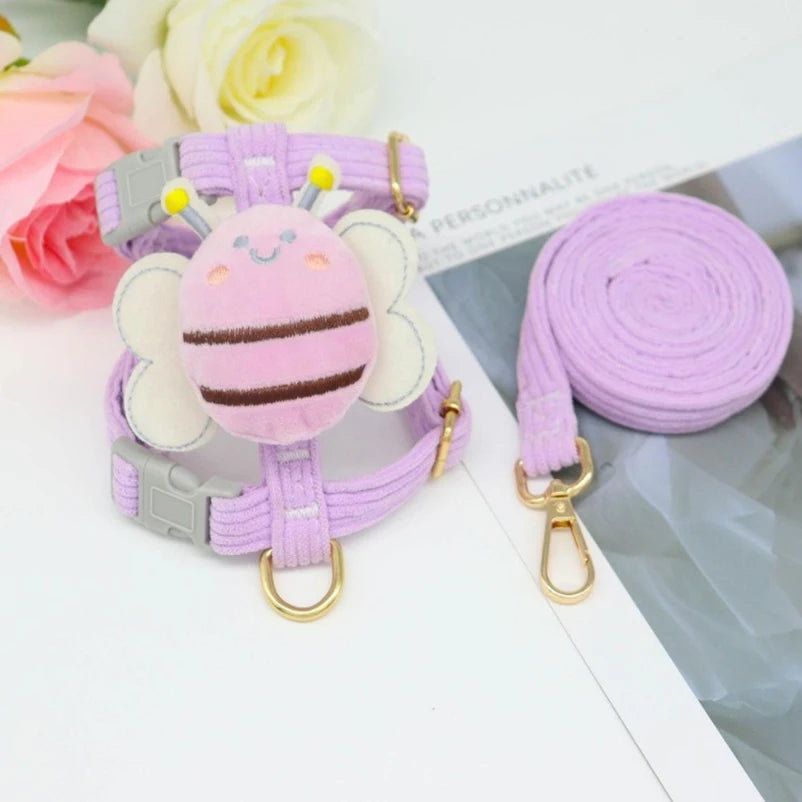 Pet chest and back lightweight cat chest and back fashionable cute little bee chest and back dog out door traction rope