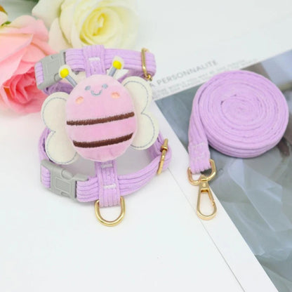 Pet chest and back lightweight cat chest and back fashionable cute little bee chest and back dog out door traction rope