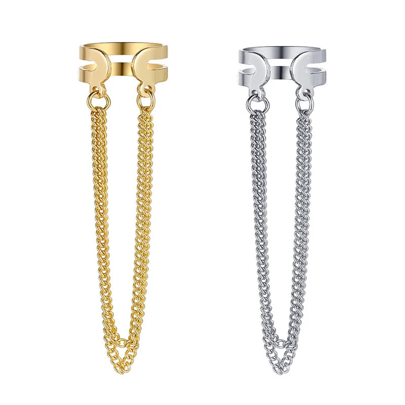 Gold Silver Color Leaves Clip Earring for Women Men Creative Simple C Ear Cuff Non-Piercing Ear Ear Clip Set Trendy Jewelry Gift