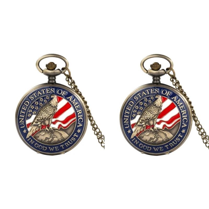 Classic American Presidential Torch Eagle Free Design pocket Watch for men and women Vintage quartz Arabic numerals