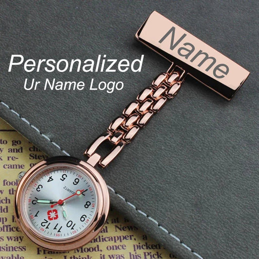 FREE Personalized Your Name Logo Doctor Clock Stethoscope Customize Engrave Medical Hospital Healthcare Pocket FOB Nurse Watch