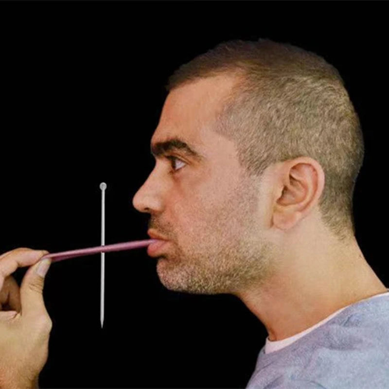 1-10Pcs Realistic Fake Tongue Prank Steel Needle Tongue Piercing Magician Prop Halloween April Fool's Day Prank Magic Toys Gift