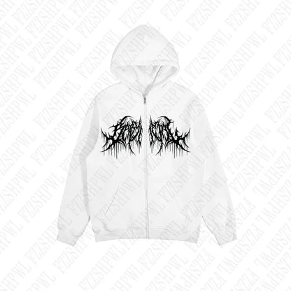 Y2K hoodie, men, clothes with graphic prints, hip hop style, gothic, gothic, long sleeves, winter, high street