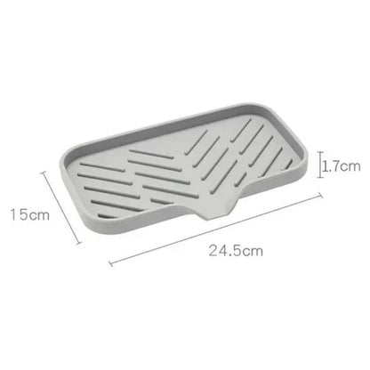 Multifunctional Silicone Sink Tray with Drain - Soap Holder, Sponge & Brush Organizer for Kitchen & Bathroom