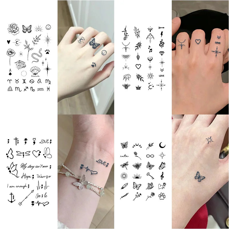 Small Pattern Waterproof Temporary Tattoo Stickers, Long-lasting Waterproof for One to Two Weeks, Finger Tattoos for Women.
