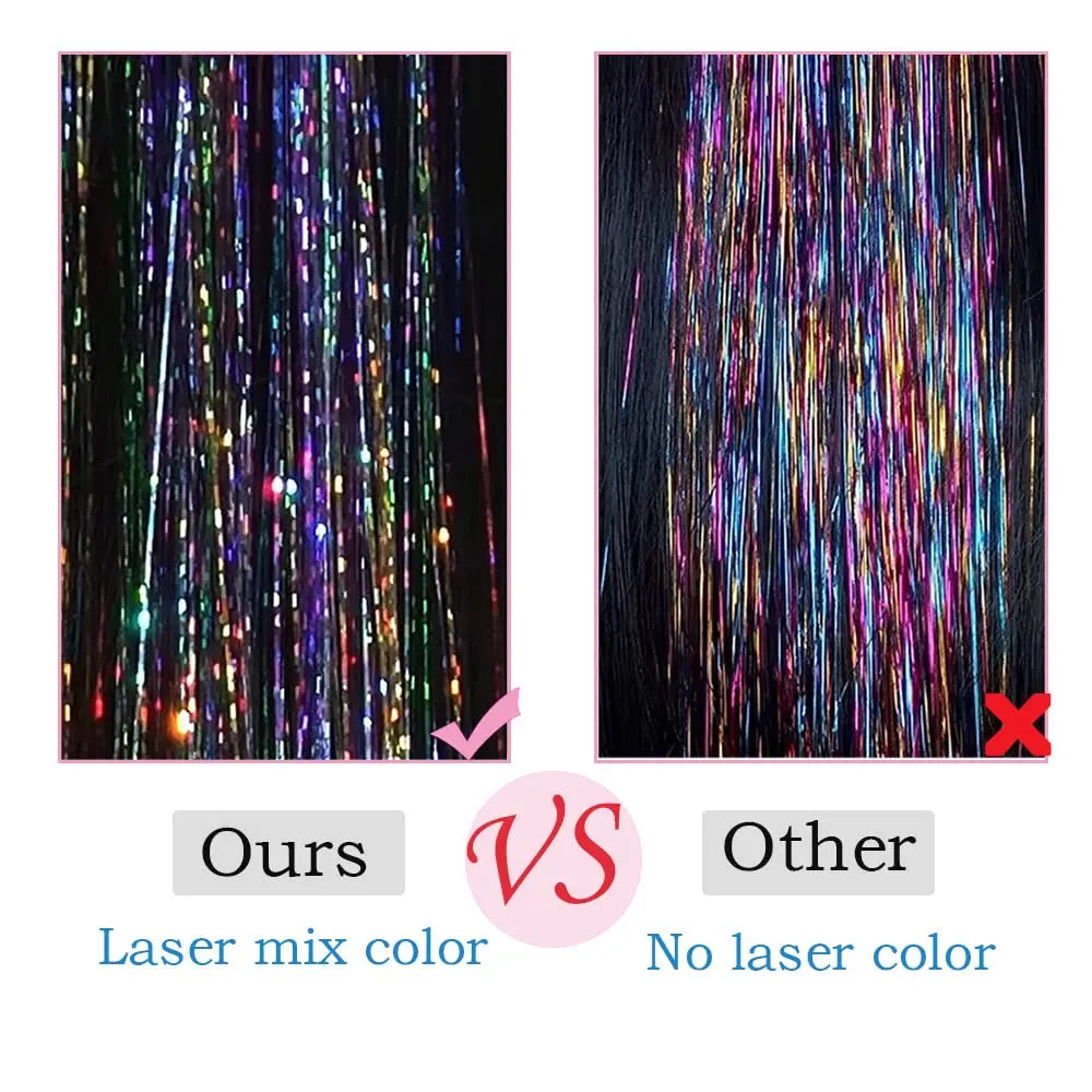 1 Pc Sparkle Shiny Hair Tinsel Hair Extensions Dazzles Women Hippie for Braiding Headdress Hair Braiding Tools Long 100cm