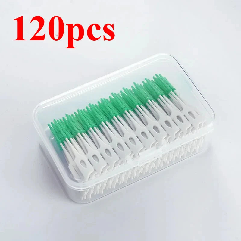 200/400pcs Interdental Silicone Brushes Dental Toothpicks Brush Between Teeth Silicone Toothpicks With Thread Oral Cleaning Tool