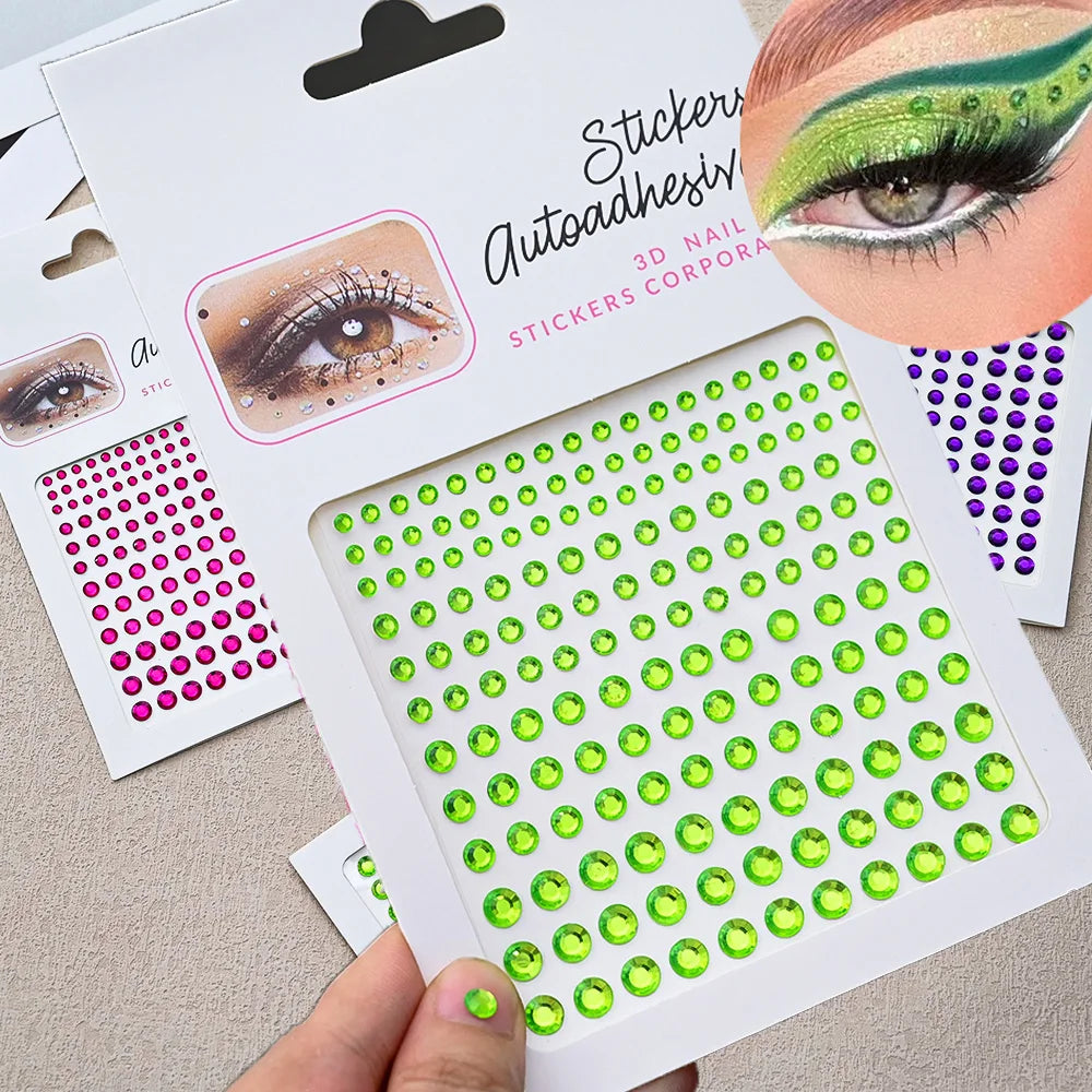1Pcs Face Diamond Gem Sticker 5D Colorful Rhinestone Tattoo Eyeshadow Stickers fo Festival Nail Body Makeup Bling Jewel DIY Deco