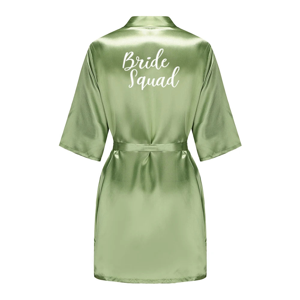 Satin Silk Robes Plus Size Wedding Bathrobe Bride Bridesmaid Mother Maid of Honor Gown Women Clothing Sleepwear Sage Green