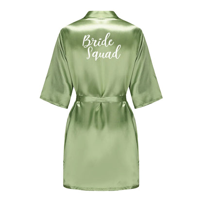 Satin Silk Robes Plus Size Wedding Bathrobe Bride Bridesmaid Mother Maid of Honor Gown Women Clothing Sleepwear Sage Green