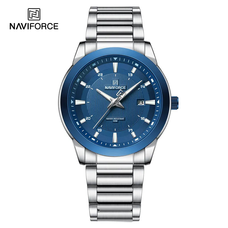 2024 Top Brand NAVIFORCE Mens Watches Stainless Steel Strap Casual Male Quartz Sports Wristwatch Luxury Waterproof Date Clock