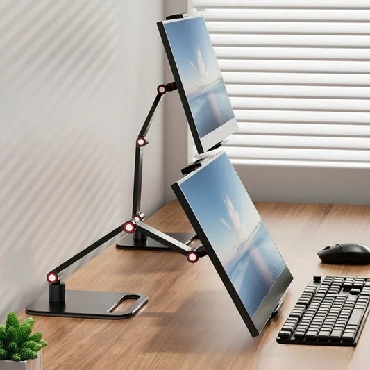 Universal Monitor Stand, Desk Holder for 12-17.3" Displays, VESA Mount, Expandable Base, Vertical Screen Folding