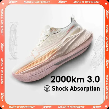Xtep Women Running Shoes 2000km 3.0 2025 Spring Lightweight Cushioned Wear-Resistant Training Jogging Sneakers  875118110034