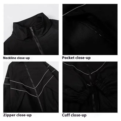 Hip Hop Varsity Jacket Men High Street Patchwork Color Black Windbreaker Coats Women Spring Autumn Thin Fashion College Jackets