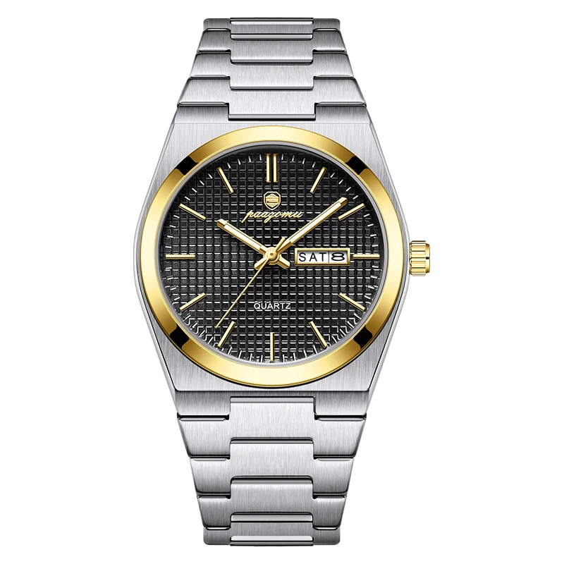 POEDAGAR Luxury Fashion Male Watch Stainless Steel Waterproof Luminous Men's Quartz Watches Casual Date Week Wristwatch For Men