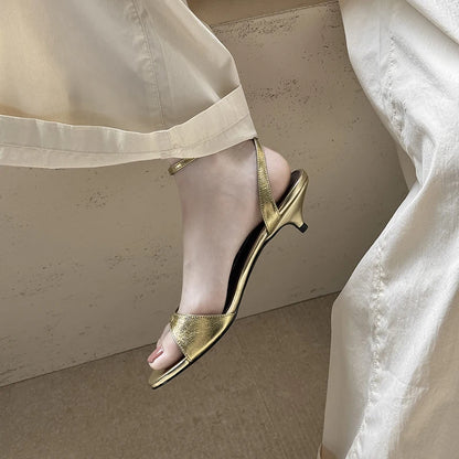 QUTAA 2025 Sexy Slingbacks Women High Heels Sandals Open Toe Pumps Shoes Party Genuine Leather Wedding Shoes Office Size 34-43