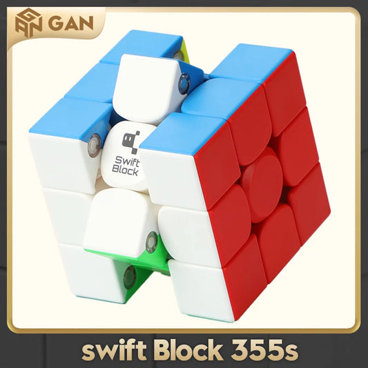 [Gan Swift Block 3x3 Magnetic Cube] 355S stickerless Professional Speed Cube Toy for Children