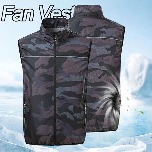 Cooling Fan Vest Hiking Air-conditioned Clothes Men Women Cooling Vest Work Sport Outdoor Camping Fishing Summer Cool Jacket