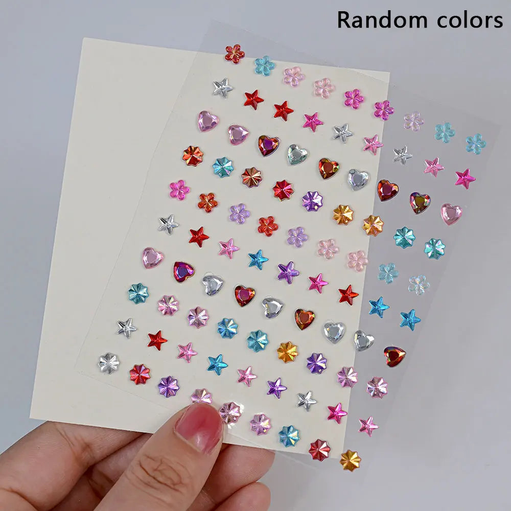 1Pcs Face Diamond Gem Sticker 5D Colorful Rhinestone Tattoo Eyeshadow Stickers fo Festival Nail Body Makeup Bling Jewel DIY Deco