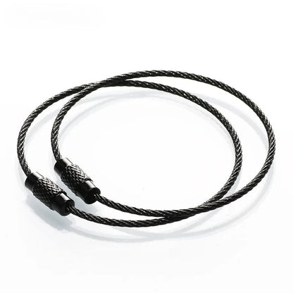 10pcs Colorful Stainless Steel Wire Keychain Cable Loop Screw Lock Rope Key Holder Keyring Key Chain Rings Outdoor Tools