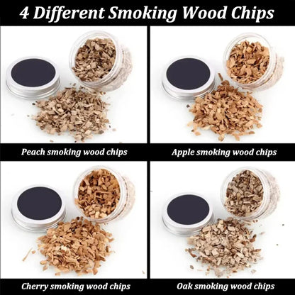 Wooden Bar Cocktail Smoker Kit Whiskey Tequila Wooden Smoked Wood Hood Smoker for Drinks Wine Mixing Cover Bar Tool with 4 Box